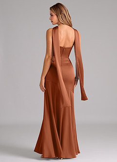 Azazie Shiloh Robes de demoiselle d'honneur Robe Sirène Convertible en Satin extensible Sans bretelle Rose De Cèdre image7