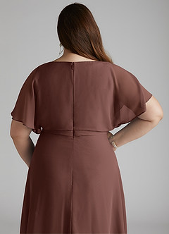 Azazie Aaliyah Modest Bridesmaid Dresses A-Line Scoop Pleated Chiffon Floor-Length Dress image10