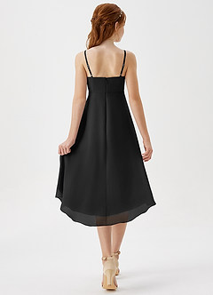 Azazie Mariam Junior Black A-Line Pleated Chiffon Dress image2