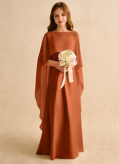 Azazie Fishie Girls Formal Flower Girl Dresses Burnt Orange A-Line Matte Satin Dress image3