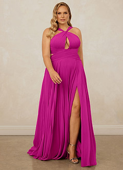 Christian Siriano Bridal for Azazie 1009 Bridesmaid Dresses Fuchsia A-Line Pleated Chiffon Dress image9