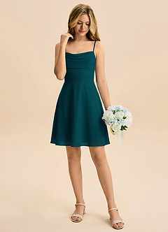 Azazie Bear Junior Pine A-Line Pleated Chiffon Dress image3
