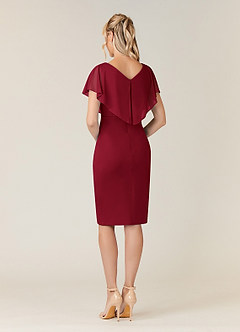 Azazie Waverly Mother of the Bride Dresses Burgundy Sheath Pleated Mesh Dress image4