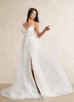 Azazie Avia Robes de mariée Robe Sirène en Dentelle Paillettes Blanc De Diamant image6