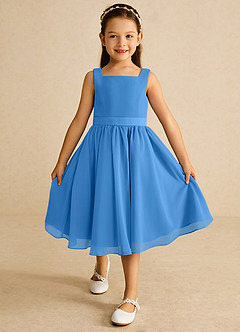 Azazie Ari Flower Girl Dresses Blue Jay A-Line Sleeveless Chiffon Dress image2