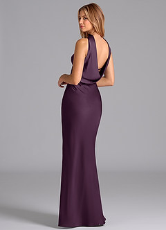 Azazie Lusinda Bridesmaid Dresses Plum Mermaid Strapless Stretch Satin Dress image2