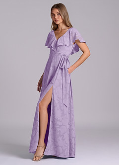 Azazie Lainey Brudtärnklänningar Klä av A-Linje i Blommig Utbrändhet med fickor Lila image6