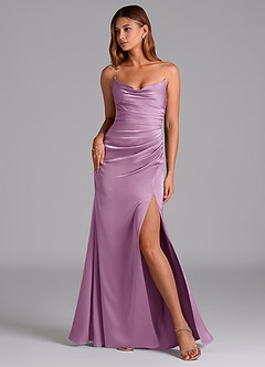 Azazie Claudelle Suknie dla druhen Syrena Bez ramiączek Satyna elastyczna Do ziemi Sukienka image1