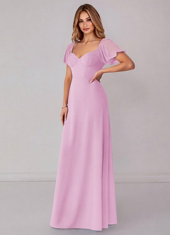 Azazie Fatima Bridesmaid Dresses Candy Pink A-Line with Pockets Chiffon Dress image4