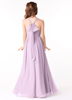 Azazie Jaylah Junior Frosted Lilac A-Line Ruched Chiffon Dress image1
