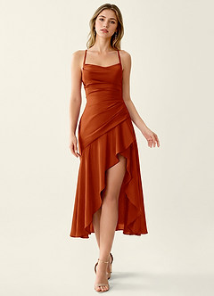 Heloise Paprika Satin Lace Up Back Maxi Dress image4