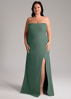 Azazie Leonis Bridesmaid Dresses Sea Moss Sheath Strapless Chiffon Convertible Dress image11