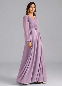 Azazie Palerma Bridesmaid Dresses Wisteria A-Line Long Sleeve Chiffon Dress image5