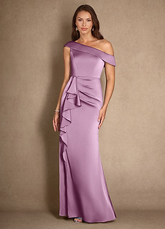 Azazie Hamptons Abiti per la Madre della Sposa Abito A-Line in Raso Elasticizzato Plissettato Glicine image4