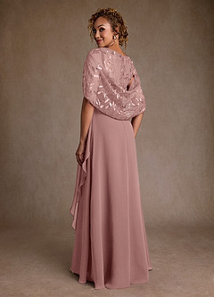 Azazie Beckley vestidos de madre de la novia Vestido de Rosa Polvorienta de Gasa de Corte en A con Encaje image2
