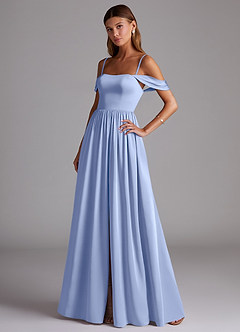 Azazie Calianna Bridesmaid Dresses Ice A-Line Off the Shoulder Stretch Satin Convertible Dress image3