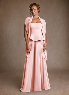 Azazie Josabeth Mère de la mariée Robes Robe Trapèze en Mousseline de soie Plissée Rose Pâle image4