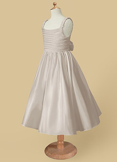 Azazie Cutie Pie Flower Girl Dresses Frost A-Line Pleated Matte Satin Dress image6