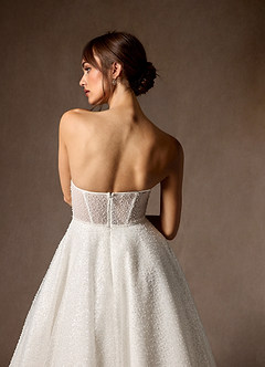 Azazie Nicolette Vestidos de novia Vestido de Diamante Blanco de Cuentas de Corte en A con Sin tirantes image2