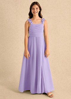 Azazie Masie Girls Formal Flower Girl Dresses Lilac A-Line Pleated Chiffon Dress image5