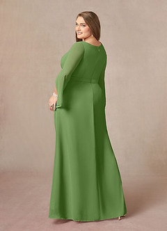 Azazie Belinda vestidos de madre de la novia Vestido de Albahaca de Gasa de Corte en A con Cuello en V Plisado image9