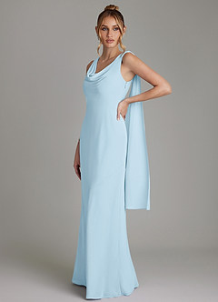 Azazie Essence Bridesmaid Dresses Sky Blue Sheath Chiffon Dress image1