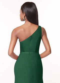 Azazie Liza Brautjungfernkleider Meerjungfrau-Linie One-Shoulder Chiffon Kleid Dunkelgrün image3