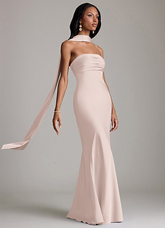 Azazie Saylor Brudtärnklänningar Klä av Sjöjungfru i Stretch Satin Axelbandslös Rodnande Rosa image10