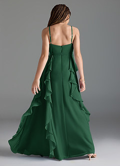 Azazie Peyton Junior Dark Green A-Line V-Neck Cascading Ruffles Chiffon Dress image5