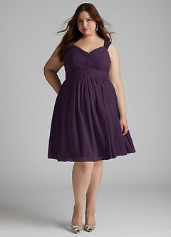 Azazie Angie Bridesmaid Dresses Plum A-Line Corset Chiffon Dress image11