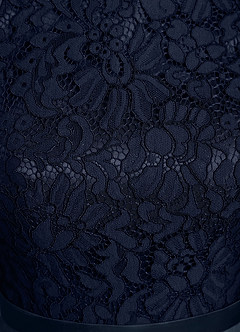Azazie Albany Mother of the Bride Dresses Dark Navy A-Line Pleated Lace Dress image7