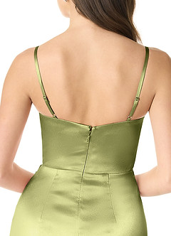 Azazie Sukia Bridesmaid Dresses Pistachio Mermaid Pleated Metallic Satin Dress image5