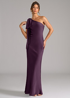 Azazie Capri Brautjungfernkleider Meerjungfrau-Linie One-Shoulder Stretch-Satin Kleid Pflaume image3