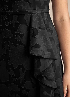 Azazie Kaylee Junior Vestido de Negro de Devorado Floral de Corte en A con Con cinturón image7