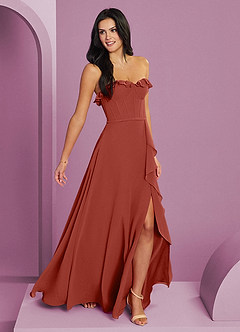 Barbie ♥ Azazie Bridesmaid Dresses Terracotta A-Line Sweetheart Neckline Chiffon Dress image4