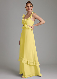 Azazie Malaya Bridesmaid Dresses Canary A-Line Corset Chiffon Dress image5