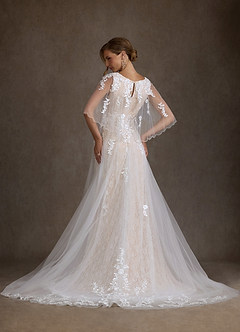 Azazie Renesmee Vestidos de novia Vestido Blanco Diamante Champán de Tul de Línea A con Lentejuelas image2