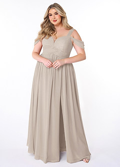 Azazie Lianne Bridesmaid Dresses Frost A-Line Off the Shoulder Chiffon Dress image7