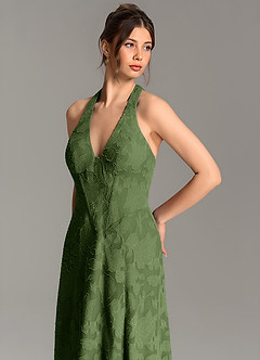Azazie Nia Bridesmaid Dresses Olive A-Line Corset Floral Burnout Dress image6