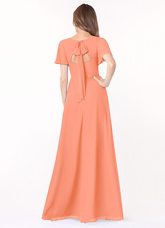 Azazie Kimber Bridesmaid Dresses Sunset A-Line Flounce Sleeve Chiffon Dress image2