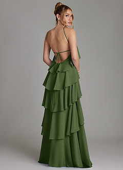 Azazie Deena Bridesmaid Dresses Olive A-Line Ruched Chiffon Dress image2