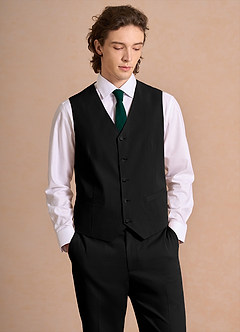 front Carter Zwart Pakvest van katoen-linnenmix