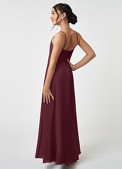 Azazie Collette Junior Cabernet A-Line Ruched Chiffon Dress image4