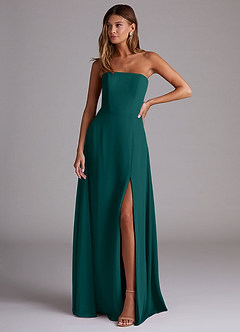 Azazie Wren Bridesmaid Dresses Peacock A-Line Side Slit Chiffon Convertible Dress image1