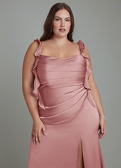Azazie Jessamine Bridesmaid Dresses Dusty Rose Sheath Corset Stretch Satin Dress image10