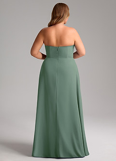 Azazie Wren Bridesmaid Dresses Eucalyptus A-Line Side Slit Chiffon Convertible Dress image15