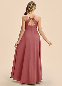 Azazie Marney Junior Vestido Rosa Antigua de Satén Elástico de Corte en A con Plisado image2