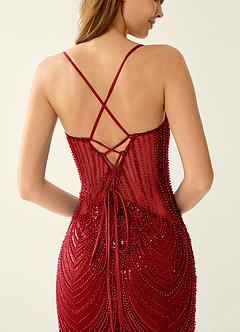 Magnolia Red Mermaid Sequined embroidery Prom Dress image6