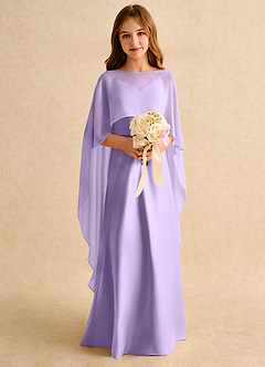Azazie Fishie Girls Formal Flower Girl Dresses Lilac A-Line Matte Satin Dress image3