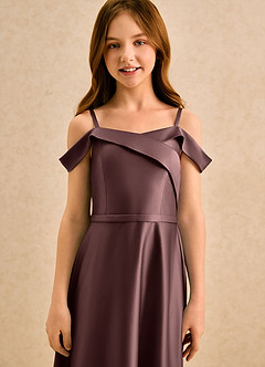 Azazie Jupie Girls Formal Vente finale Robe Trapèze en Mat Satiné Plissée Blushing Pink image5